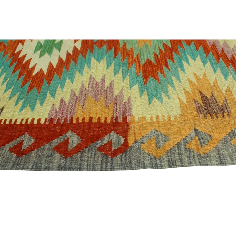 Sangat Flatweave Enit Red/Blue Rug - 4'3" x 6'1"