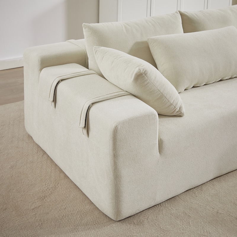 108" Chenille Modular L-Shaped Sectional Sofa with 6 Pillows, Right Chaise & No-Assembly Design