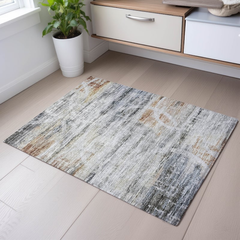 Premium Washable Super Soft Casual Contemporary Mayfield Rug - Silver - 1'8" x 2'6"