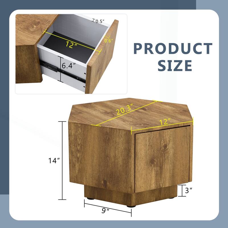 Unique Hexagonal Coffee Table with Practical Drawer and Quality Materials