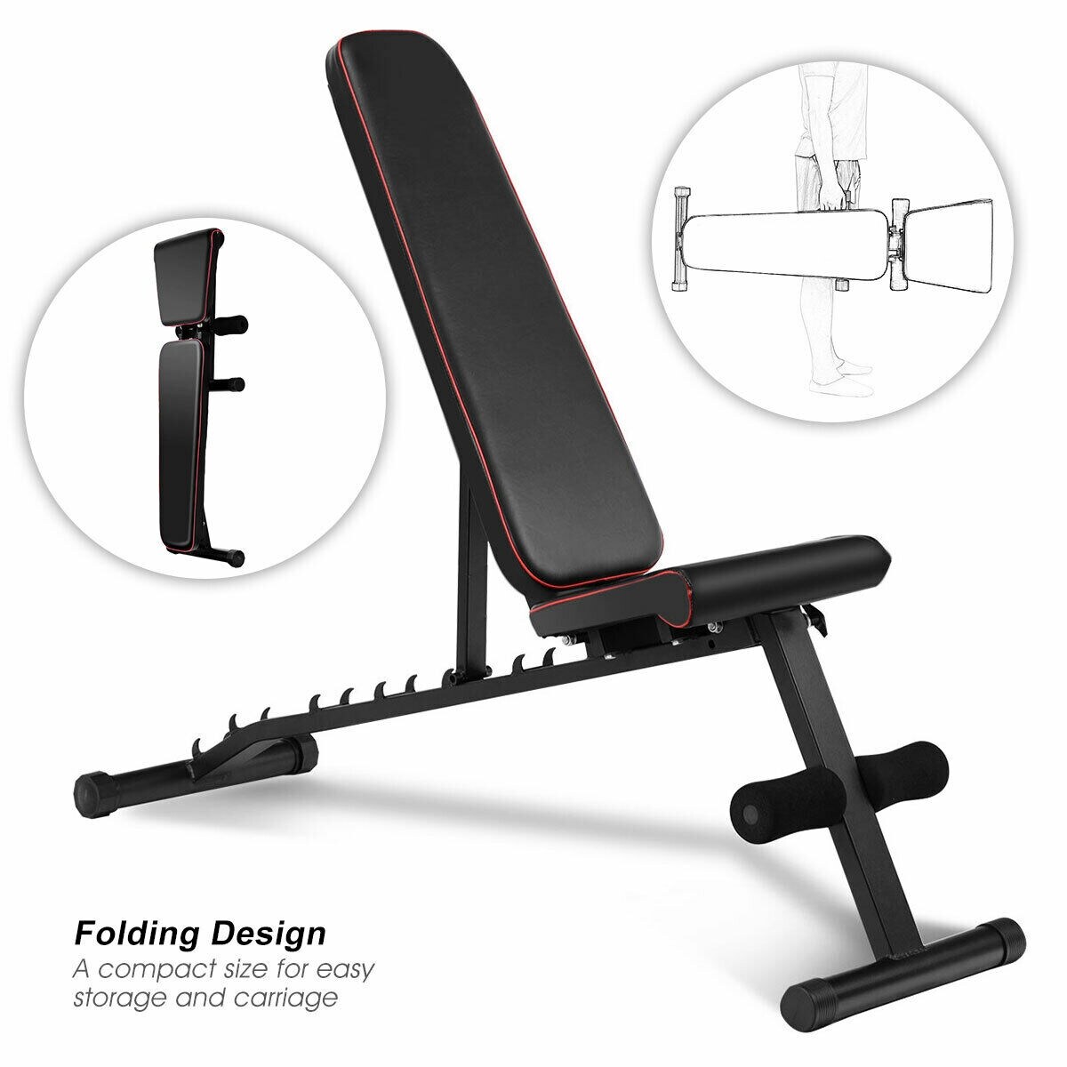 Shop Costway Exercise Bench Adjustable Foldable Compact Easy To