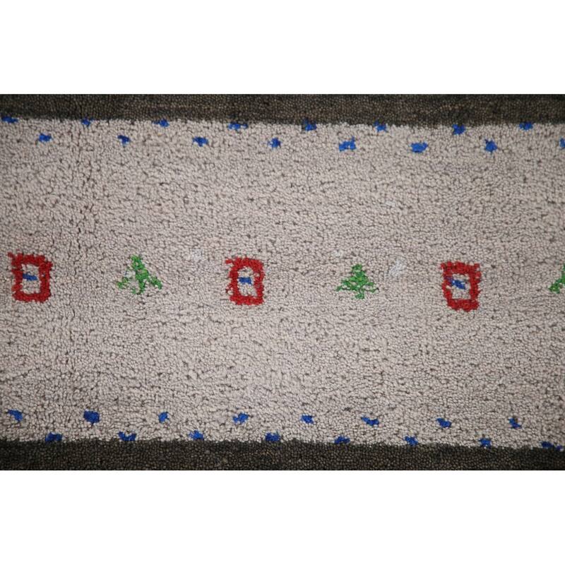 Multi-Color Striped Gabbeh Indian Area Rug Handmade Tribal Wool Carpet - 8'4"x 9'5"