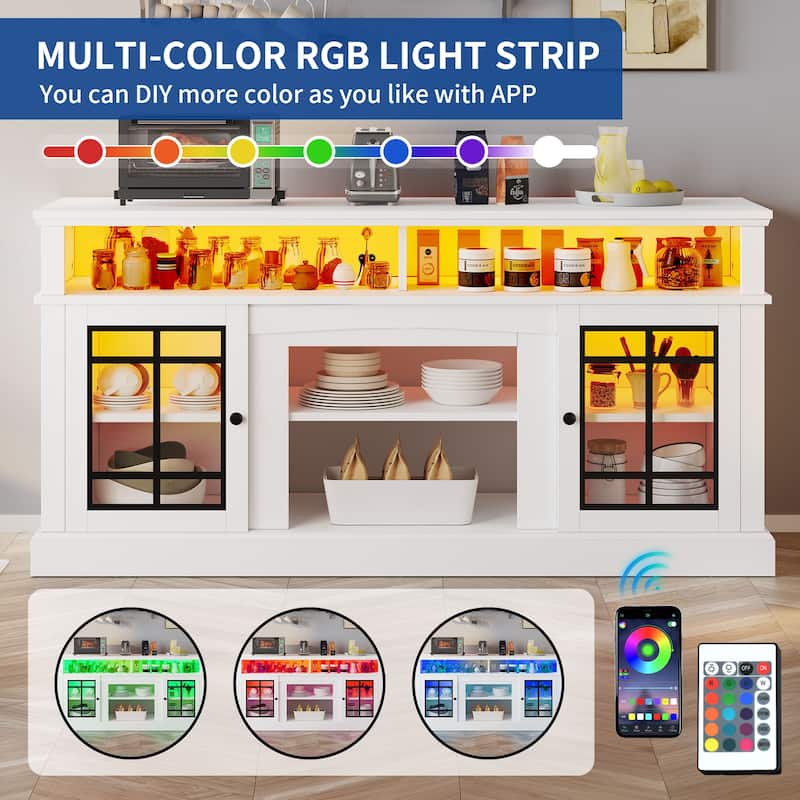 Moasis TV Stand for TVs up to 75" LED Entertainment Center Media Console with Glass Doors