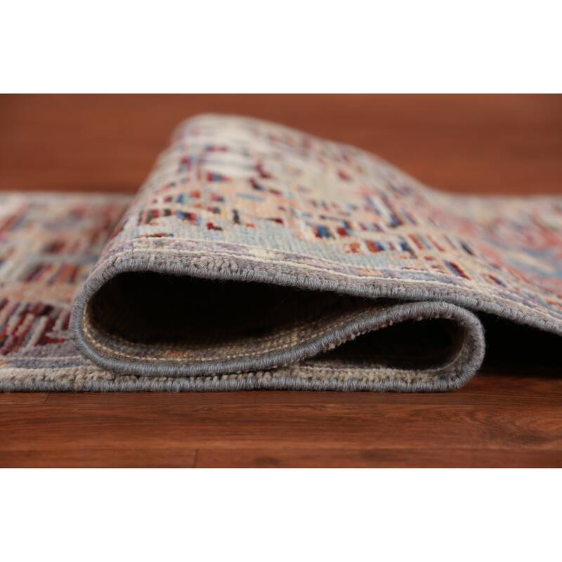 Hand Knotted Oriental 100% Wool Carpet Transitional Floral Multi-Colored Oushak Runner Rug - 19' 4'' X 2' 5''