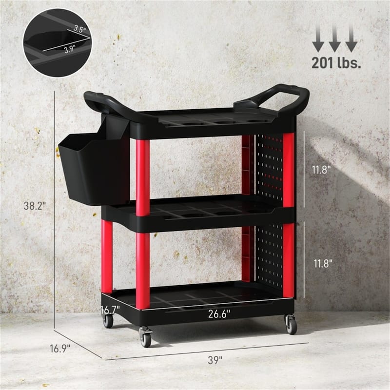 Adjustable Workshop Stool with Lumbar Support, Locking Wheels and Metal Tray and Bottle Holders