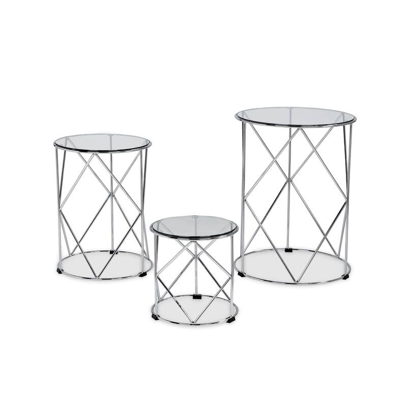 Erto Contemporary Chrome 17-inch Metal Nesting Table by Furniture of America