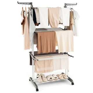 4-tier Clothes Drying Rack with Rotatable Side Wings and Collapsible ...