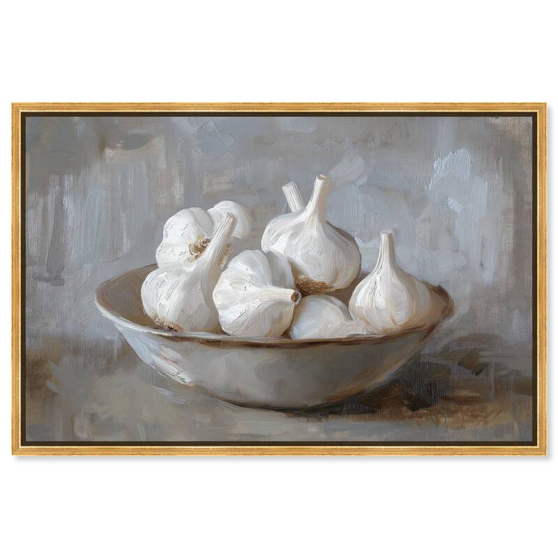 Garlic Bowl Canvas by Art Remedy - 24" x 16" - Gold
