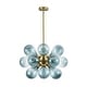 preview thumbnail 38 of 56, 18-Light Cluster Blue Glass Bubble Chandelier - 25in Wide Gold