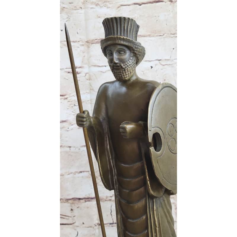 Achamenid Persian King Cyrus Darius Xerxes Bronze Statue Sculpture Figure Marble Base 14 Inches X 5 Inches