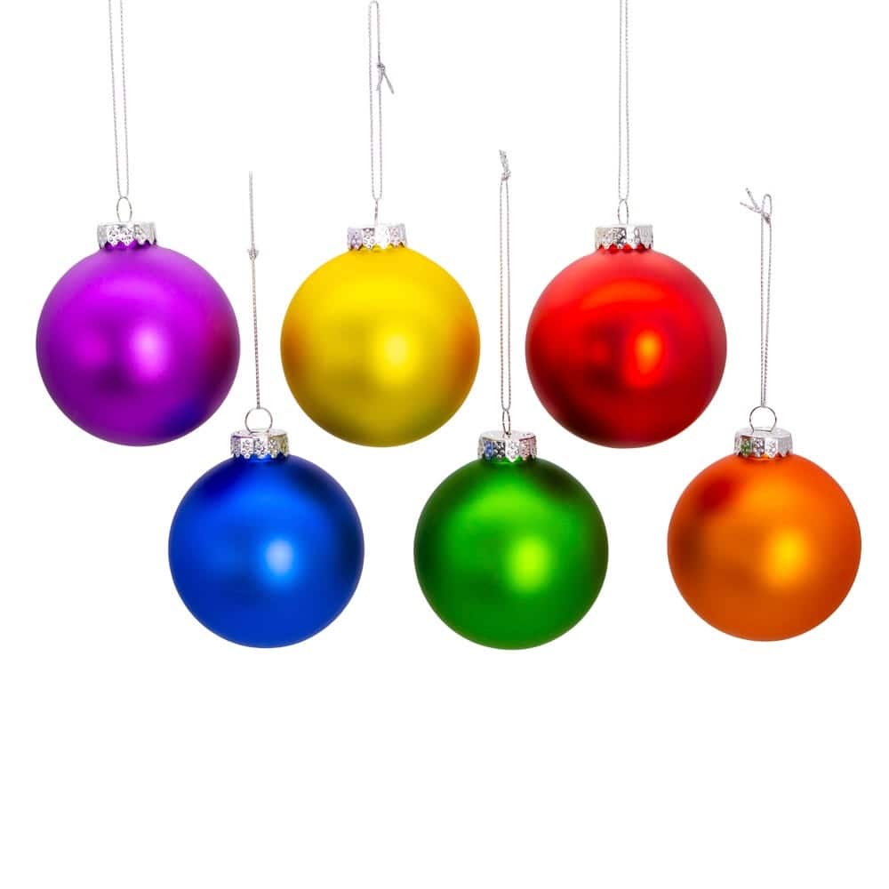Kurt Adler 80MM Glass Matte Pride 6-Piece Ball Ornament Set
