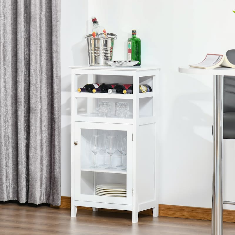 HOMCOM Wine Storage Cabinet with 4 Bottle Wine Rack, Open Shelf, Acrylic Door Cabinet with Adjustable Shelf