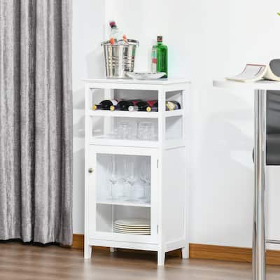 Wine Cabinet with 4 Bottle Wine Rack, Shelves, Acrylic Door