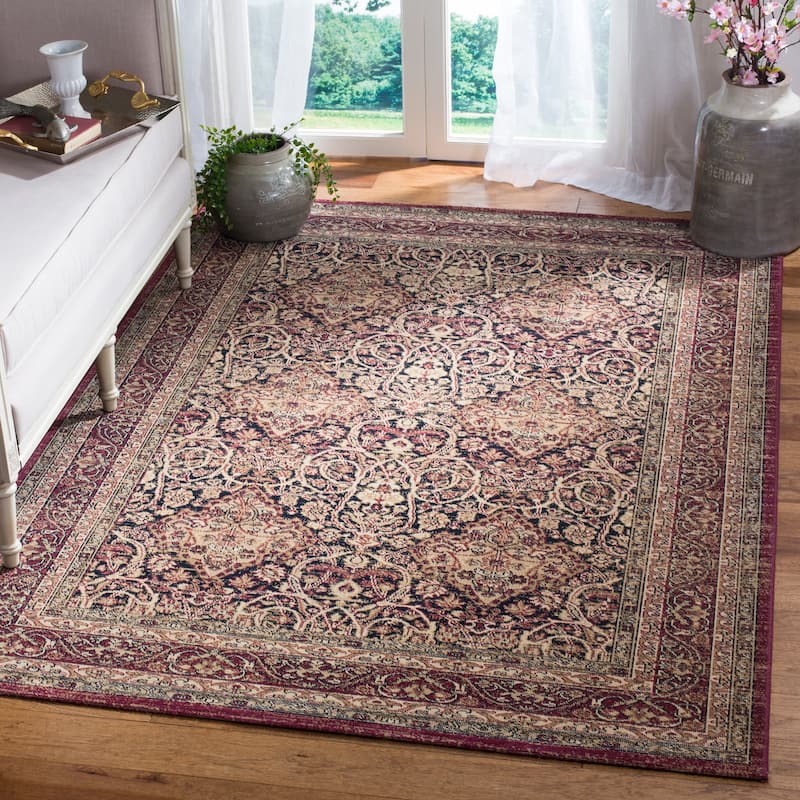 SAFAVIEH Lavar Kerman Karon Traditional Oriental Cotton Rug - 5'1" x 7'6" - Navy/Red
