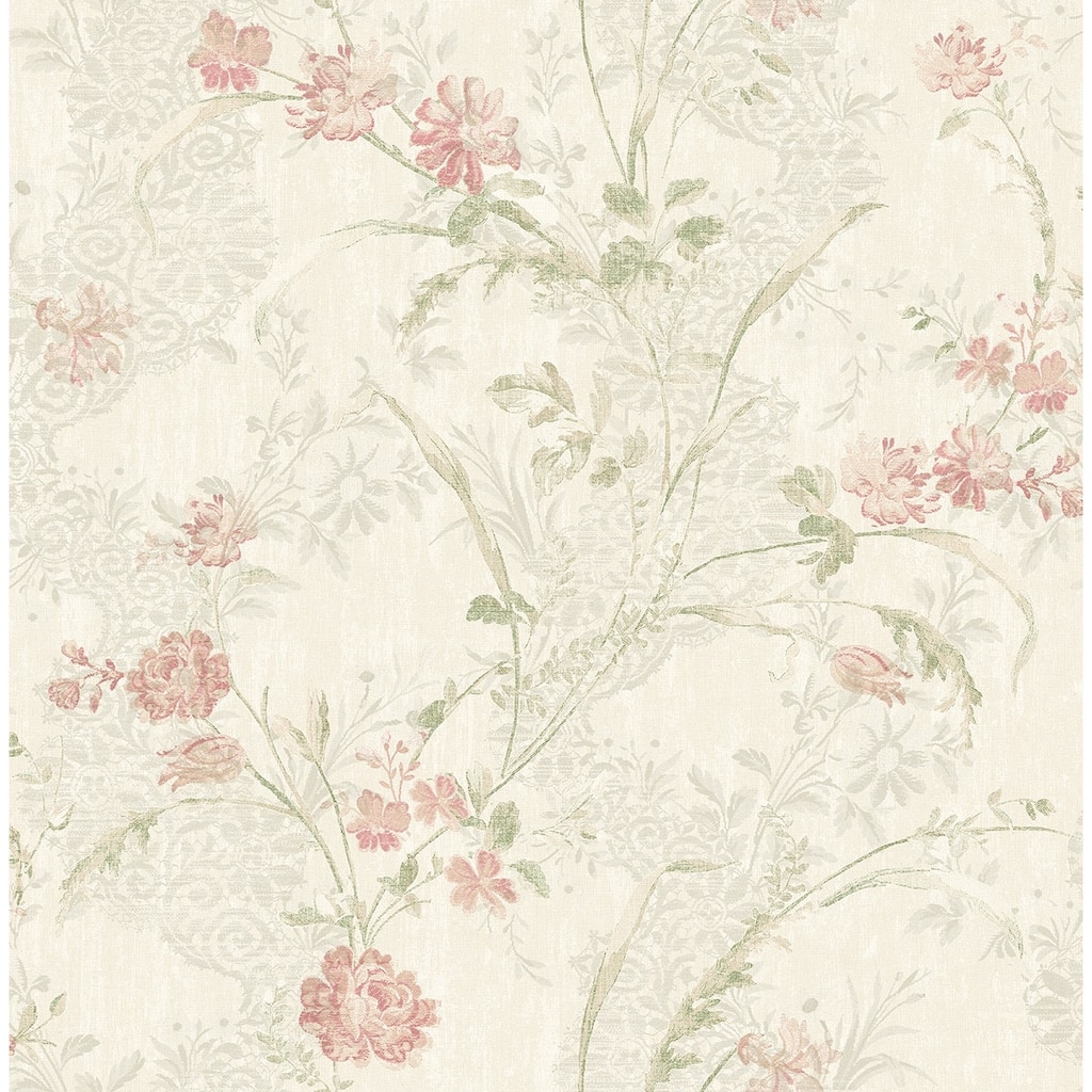 Seabrook Designs Lena Floral Trail Unpasted Wallpaper
