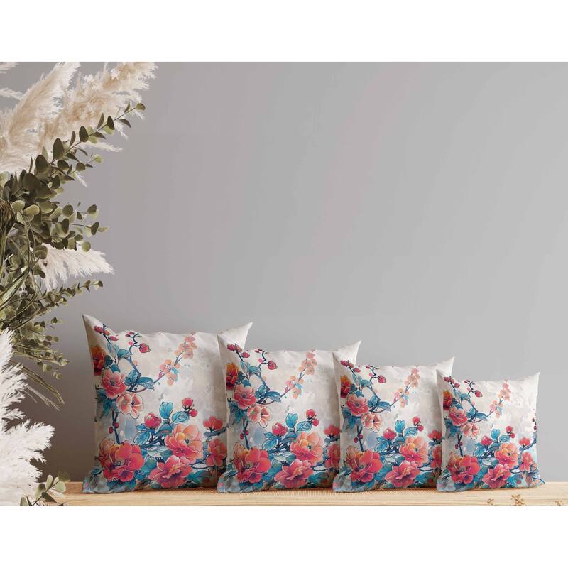 Scarlet Wing Heaven Faux Suede Reversible Throw Pillow Blue and Red