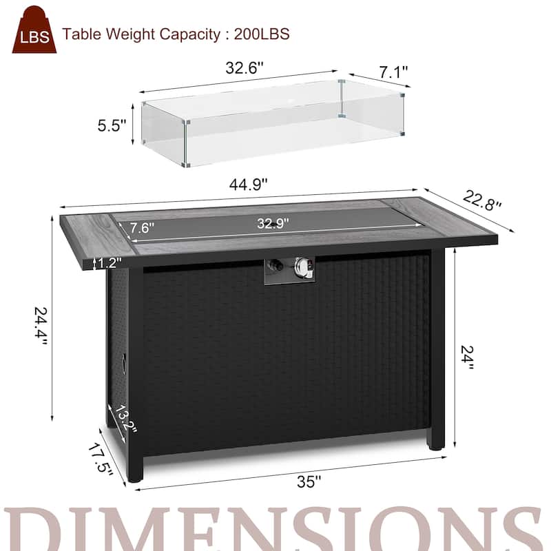Futzca Outdoor Propane Fire Pit with Table Cover