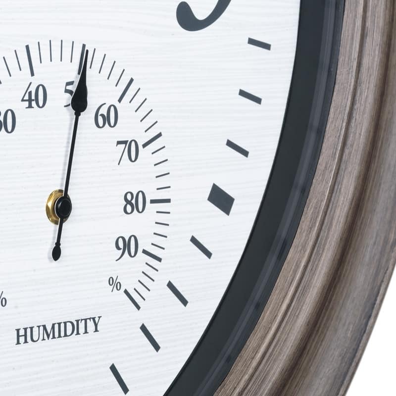 La Crosse 433-3267TH 26.2" Outdoor Gray Oak Quartz Temp/Humidity Clock