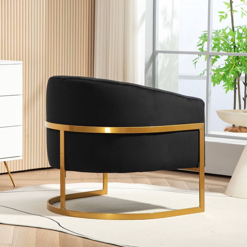 Modern Velvet Gold Accent Armchair