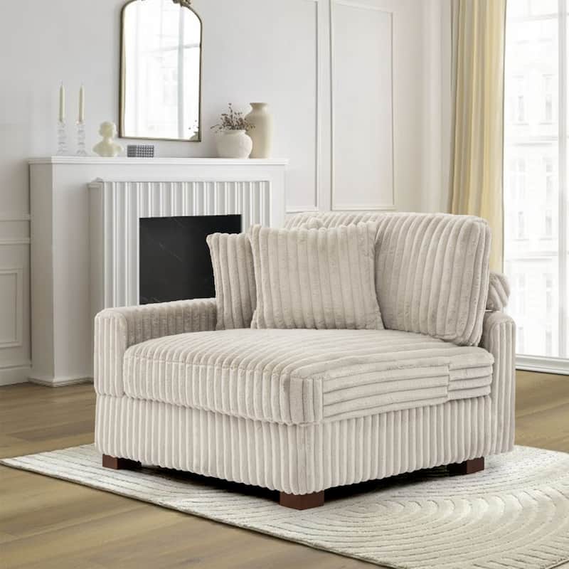 Cotton Flannel Armchair Sofa Corner Chairs for Living Room - White - Armchair Left