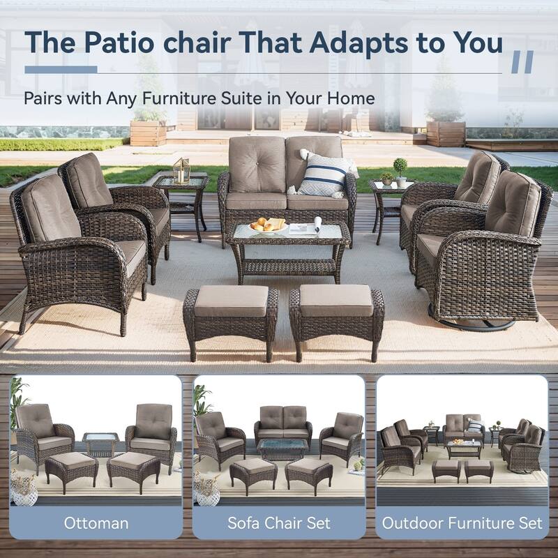 Gymojoy Stylish High Back Outdoor Wicker Dining Chairs Set of 2