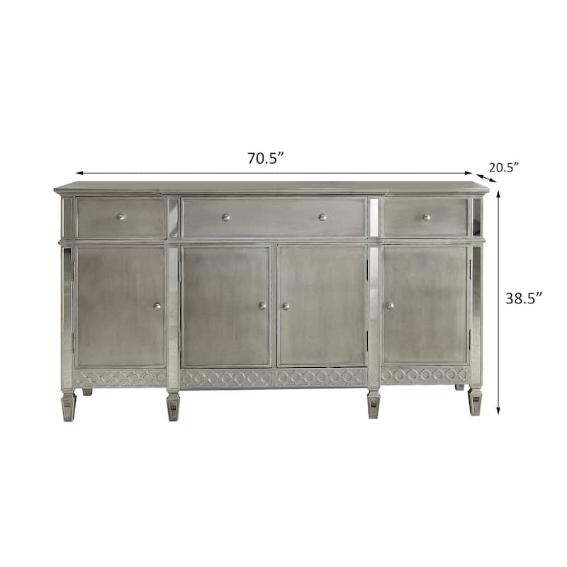 Skora Mirrored and Champagne 3-Drawer Server