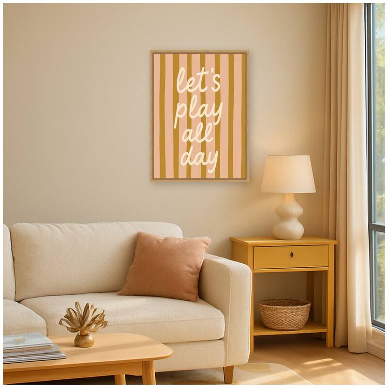 Kate and Laurel Lets Play All Day by Laura Moss Framed Canvas Wall Art Print