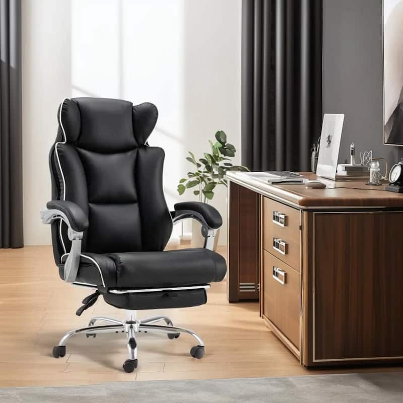 Ergonomic High Back Office Chair w/ Footrest, Linkage Armrests, Lumbar Support