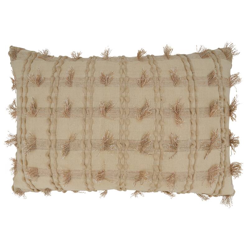 Throw Pillow With Fringe Striped Design