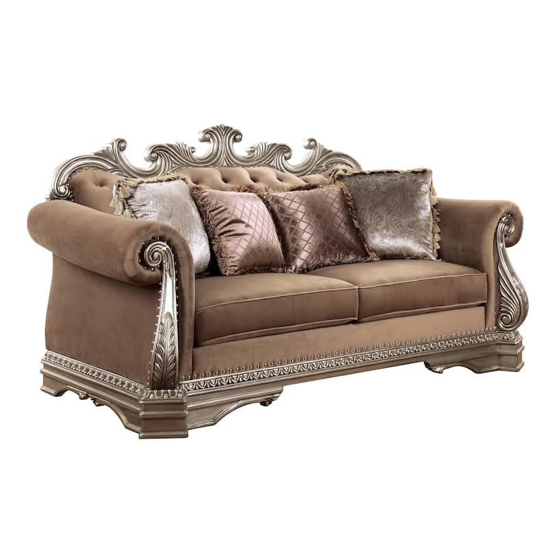 Keplinger Antique Silver Button-Tufted Backrest Loveseat
