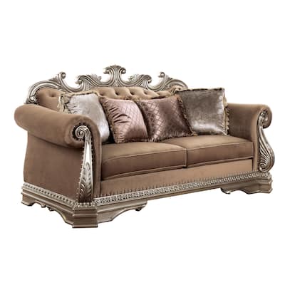 Keplinger Antique Silver Button-Tufted Backrest Loveseat