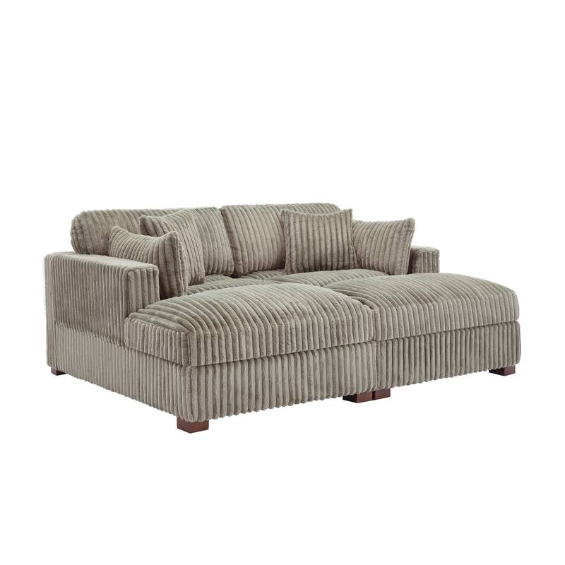 Modern Modular Flannel Fabric Upholstered Sectional Sofa with Square Arm