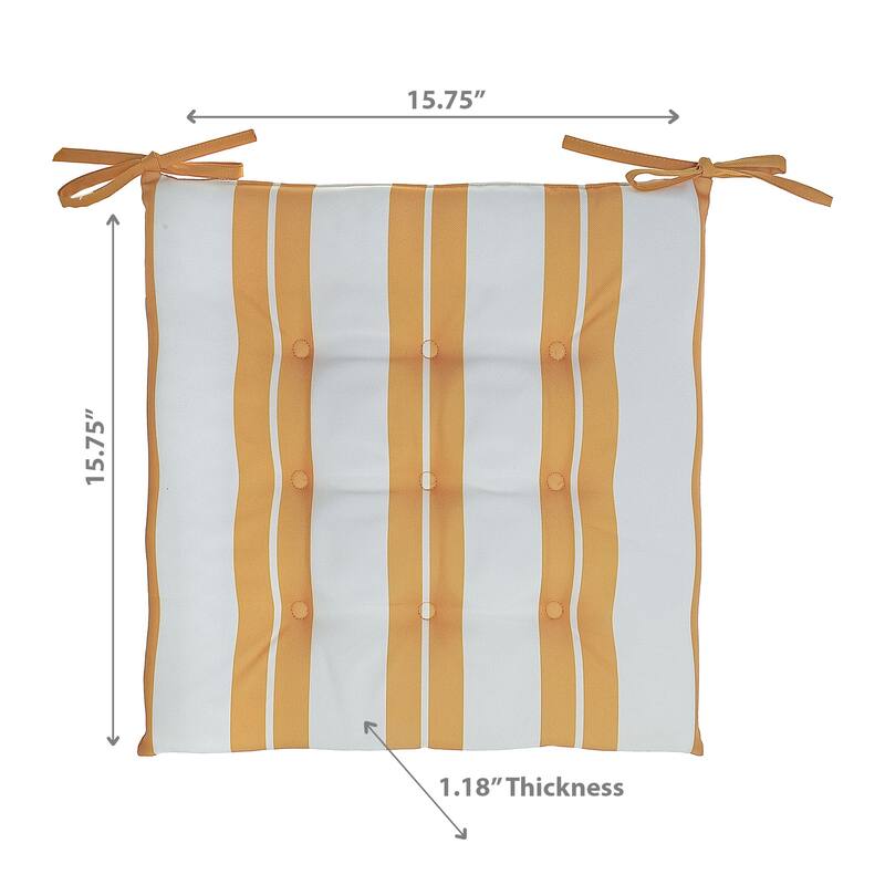 Boston Outdoor Cabana Stripe Tufted Chair Pad Yellow 16 X 16 - Set of 2