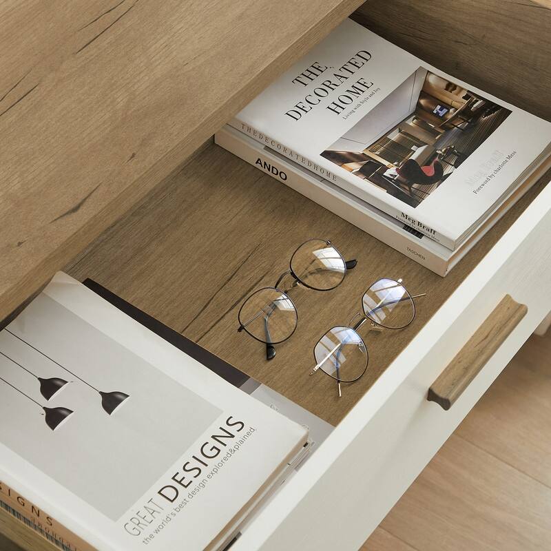 Rosewood/ White Wood 6-Drawer Double Dresser Storage Cabinet Organizer