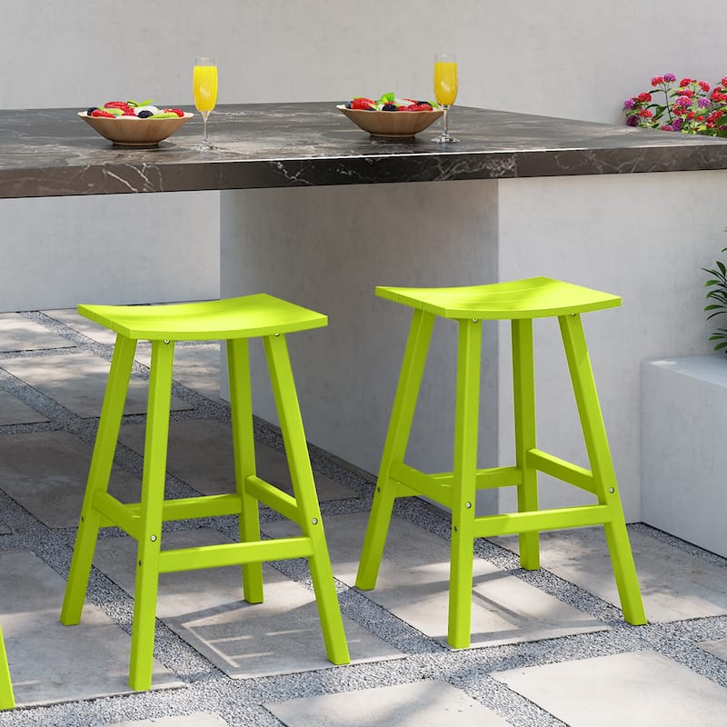 Laguna Hdpe All Weather Outdoor Patio 29" Saddle Seat Bar Stool (Set Of 2)