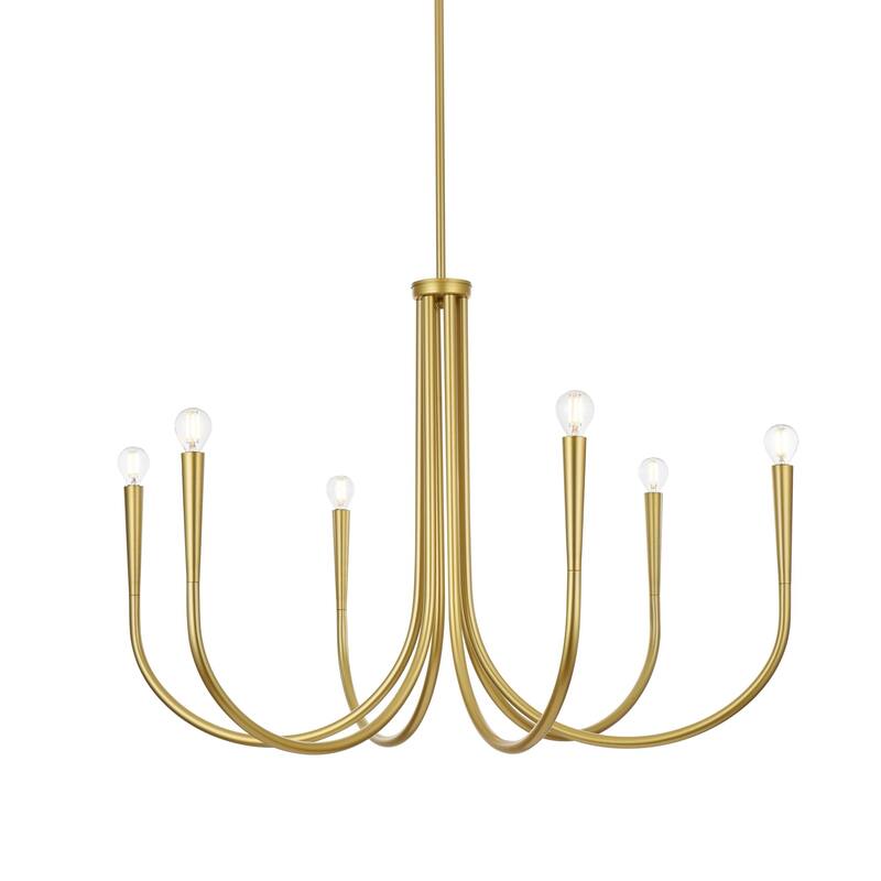 Elegant Lighting LD722D36 Layne 6 Light 36" Wide Taper Candle Style - Brass