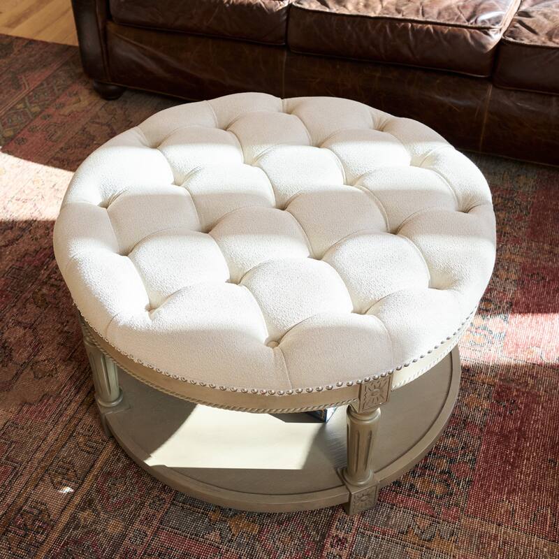 Maven Lane Mesa Round Upholstered Coffee Table
