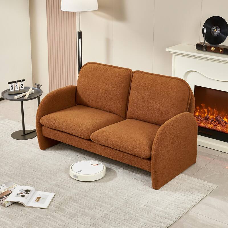 Simple Fabric Upholstered Loveseat Sofa Couch, Small Loveseat Sofa for Apartment, Dressing Room Decorative Sofa