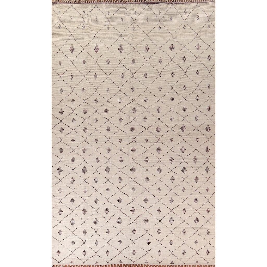 All-Over Trellis Moroccan Large Oriental Area Rug Handmade Wool Carpet - 9'7"x 14'8"