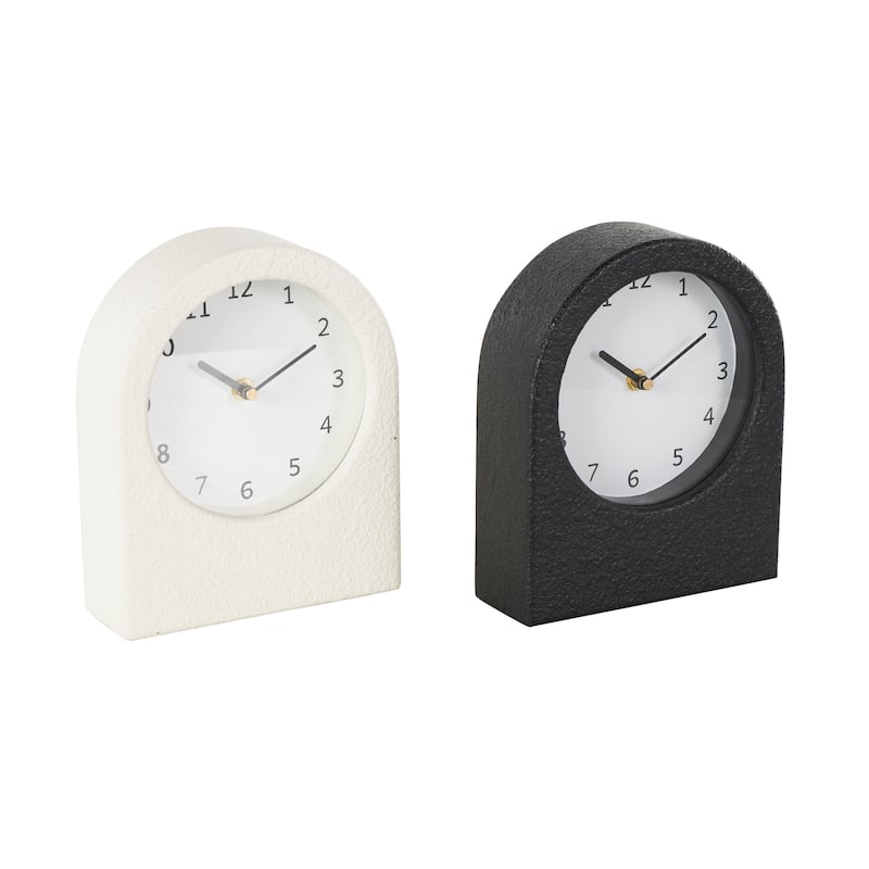 Wood Textured Decorative Clock with Gold Accents - Set of 2 Multi Colored - Roche River Decor