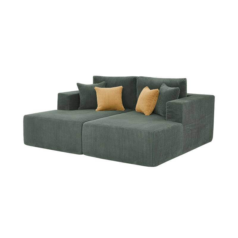 Full Compressed Corduroy Upholstered Double Chaises Loveseat
