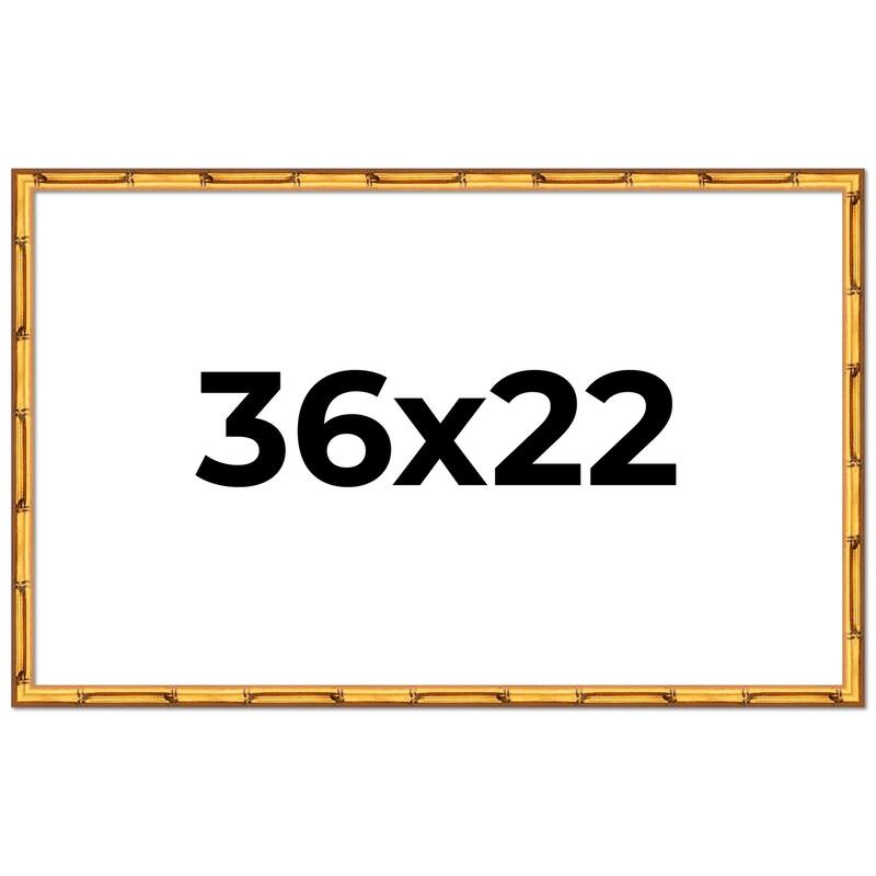 36x22 Frame Gold Bamboo Picture Frame Modern Photo Frame Includes UV Acrylic Shatter Guard Front Acid Free Foam Backing Board