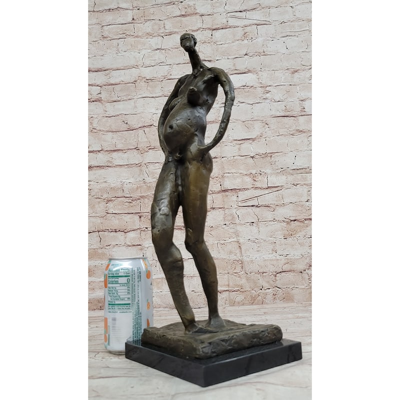 Pregnant Female Abstract Surreal Bronze Figure Statue Sculpture Salvador Dali 16 Inches X 6 Inches
