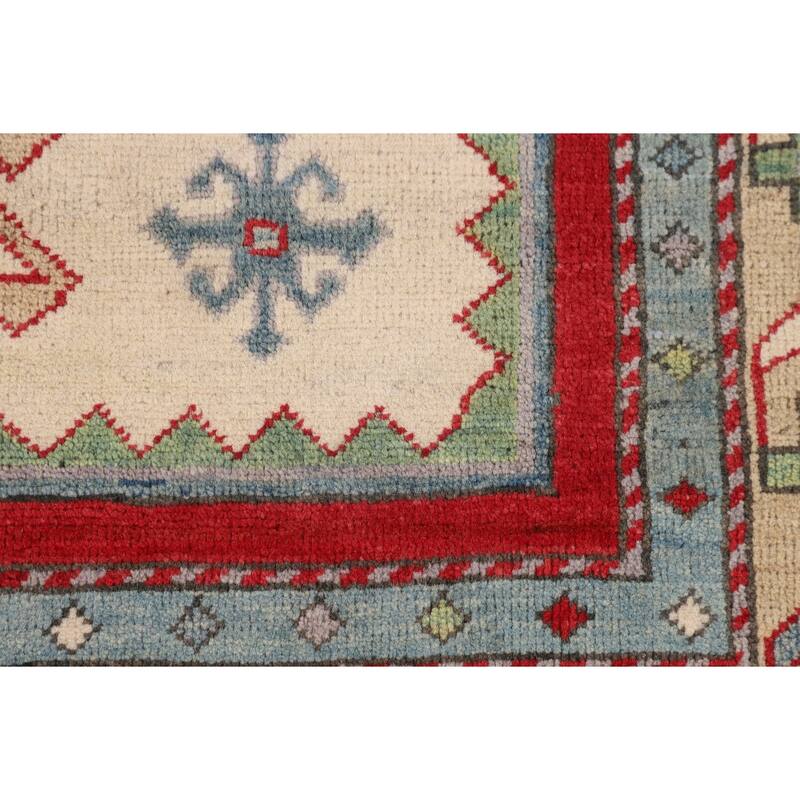 Ivory Kazak Accent Rug Handmade Wool Carpet - 3'4" x 5'0"