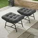 preview thumbnail 15 of 26, 2-Piece Outdoor Wicker Ottomans with Cushions, Weather-Resistant Boho Patio Rattan Footrests for Garden, Porch, and Balcony Grey