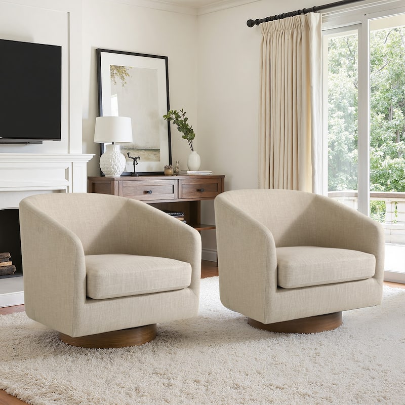 31.1'' W Barrel Swivel Accent Chair (Set of 2)