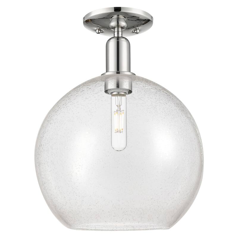 Innovations Lighting 716-1C-16-12 Athens Semi-Flush Athens 12" Wide - Polished Nickel / Seedy