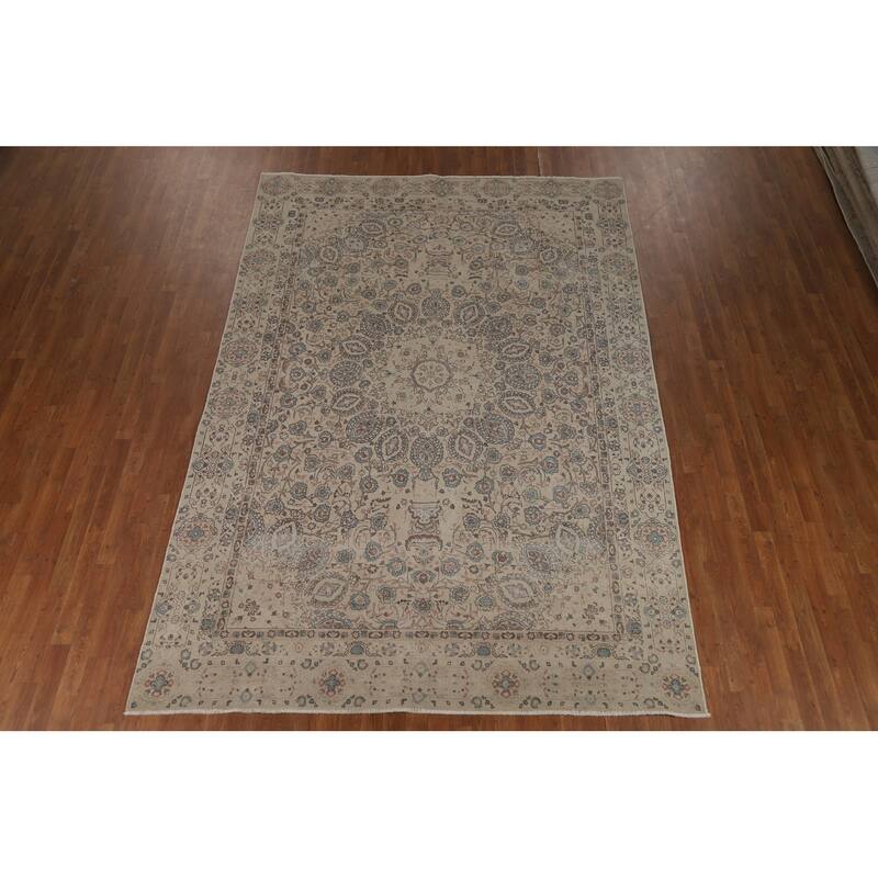 Floral Tabriz Persian Area Rug Oriental Handmade Wool Carpet - 7'4"x 10'9"
