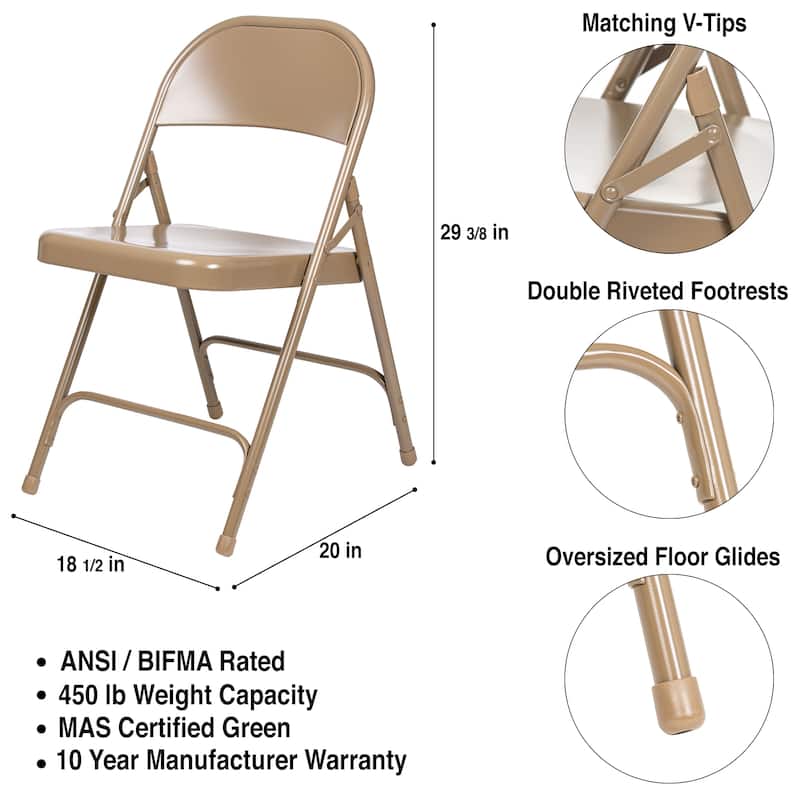 Hampden Furnishings Bernadine Collection Metal Round-Backed Folding Chair, Pack of 4