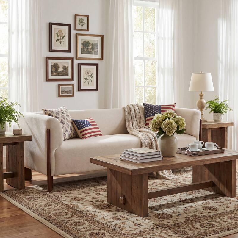 Christopher Knight Home Aurelian Birch Upholstered Tuxedo Sofa with Solid Wood Legs